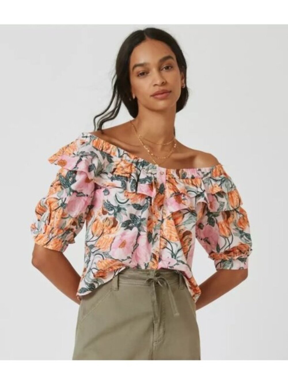 Cecilia Pettersson for Anthropologie Ruffled Off-The-Shoulder Blouse Size M